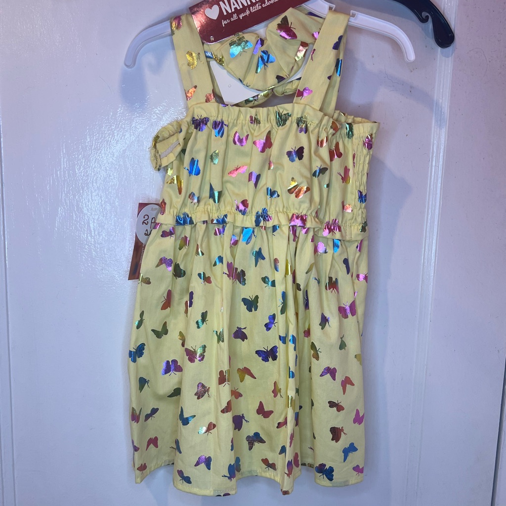 Nannette Girls' Yellow Butterfly Casual Dress